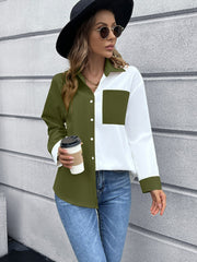 Color Block Button Down Shirt - Ruby's Fashion