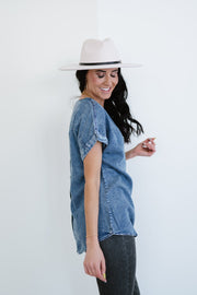 Doe & Rae Take Me There Denim Top - Ruby's Fashion