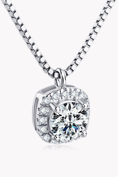 Moissanite Pendant Platinum-Plated Necklace - Ruby's Fashion