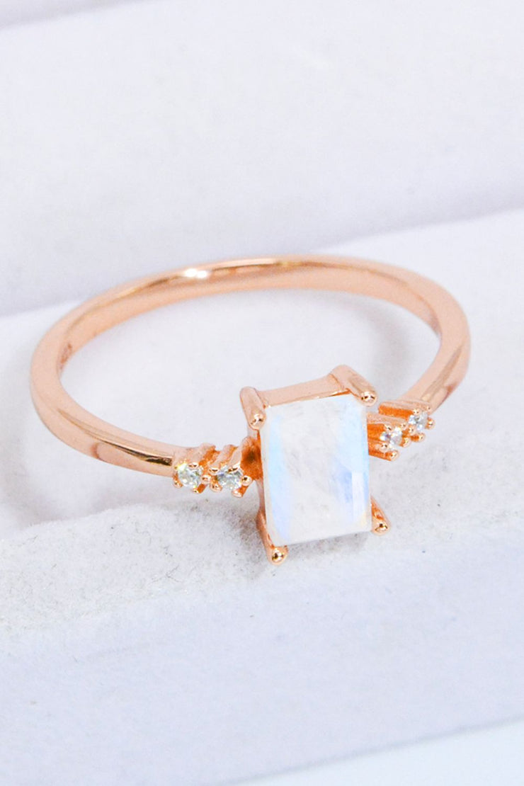 Rectangle Natural Moonstone Ring - Ruby's Fashion