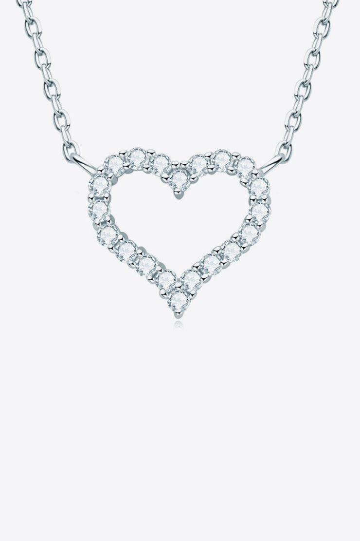 Moissanite Platinum-Plated Heart Necklace - Ruby's Fashion