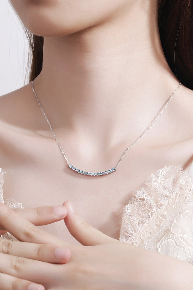 Sterling Silver Curved Bar Necklace - Ruby's Fashion