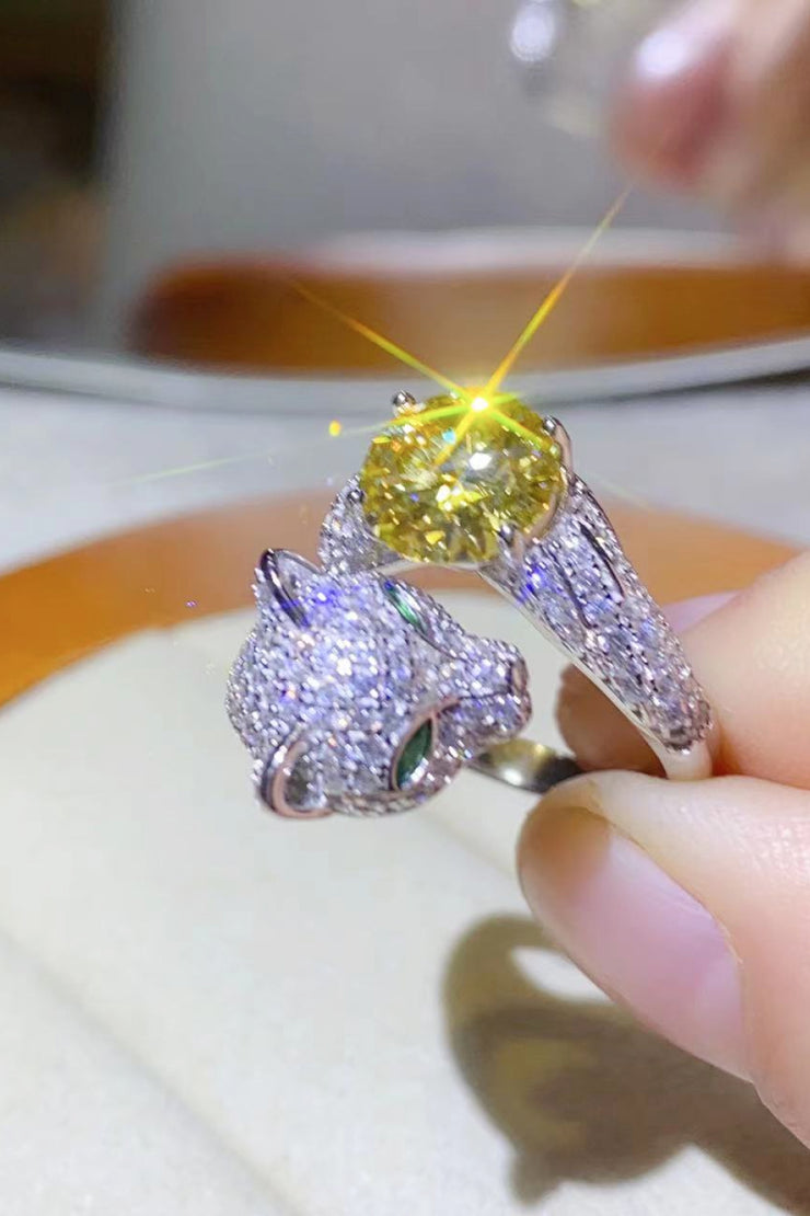 2 Carat Yellow Moissanite Animal Bypass Ring - Ruby's Fashion