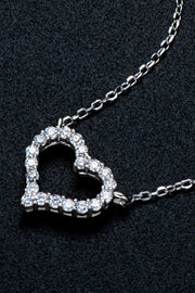 Moissanite Platinum-Plated Heart Necklace - Ruby's Fashion