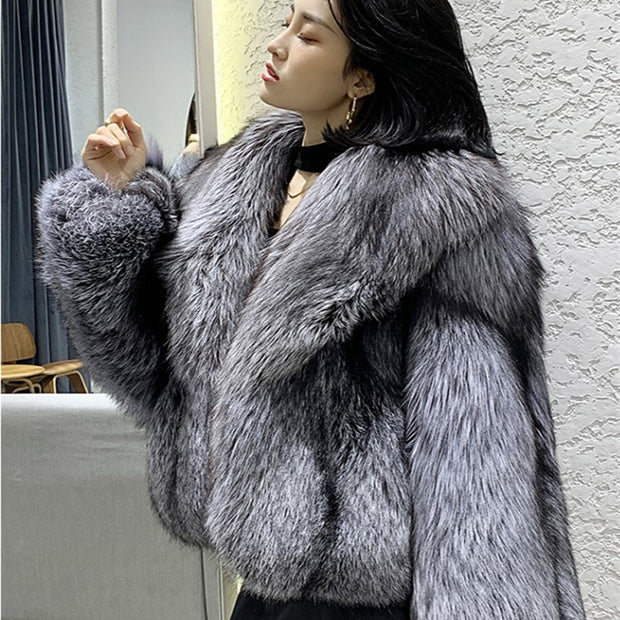 Women's Short Faux Fox Fur Coat - Ruby's Fashion