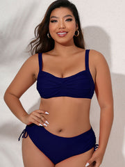 Plus Size Twist Front Tied Bikini Set - Ruby's Fashion