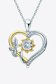 Two-Tone 1 Carat Moissanite Heart Pendant Necklace - Ruby's Fashion