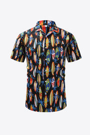 Printed Button-Up Beach Shirt