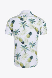 Tropical Pattern Button-Up Collared Beach Shirt