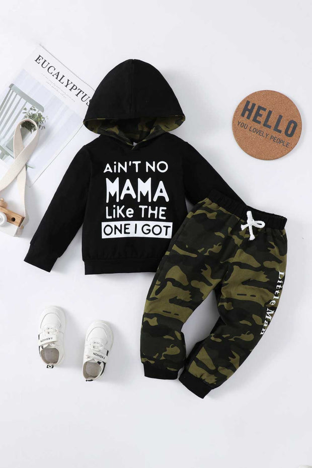 Boys Letter Graphic Hoodie and Joggers Set - Ruby's Fashion