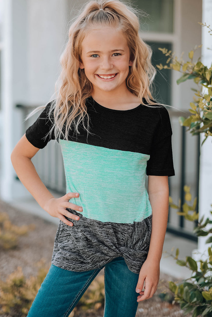 Girls Color Block Twisted Tunic Tee - Ruby's Fashion