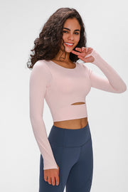 Long Sleeve Cropped Top With Sports Strap - Ruby's Fashion