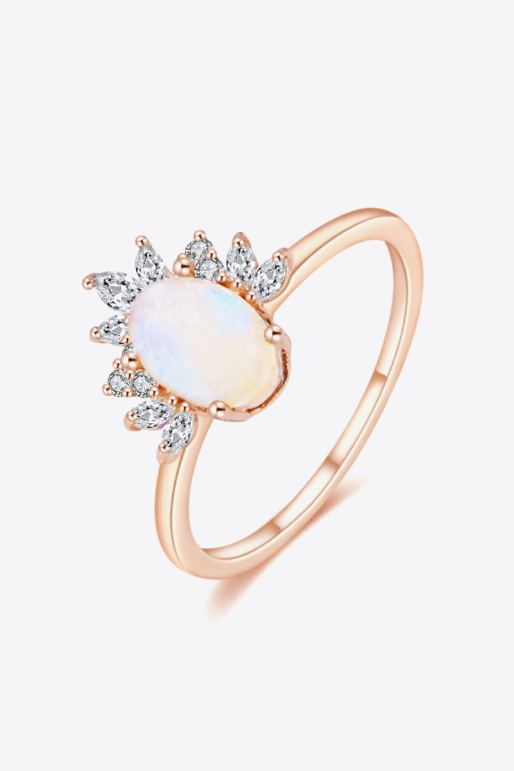 18K Rose Gold-Plated Natural Moonstone Ring - Ruby's Fashion