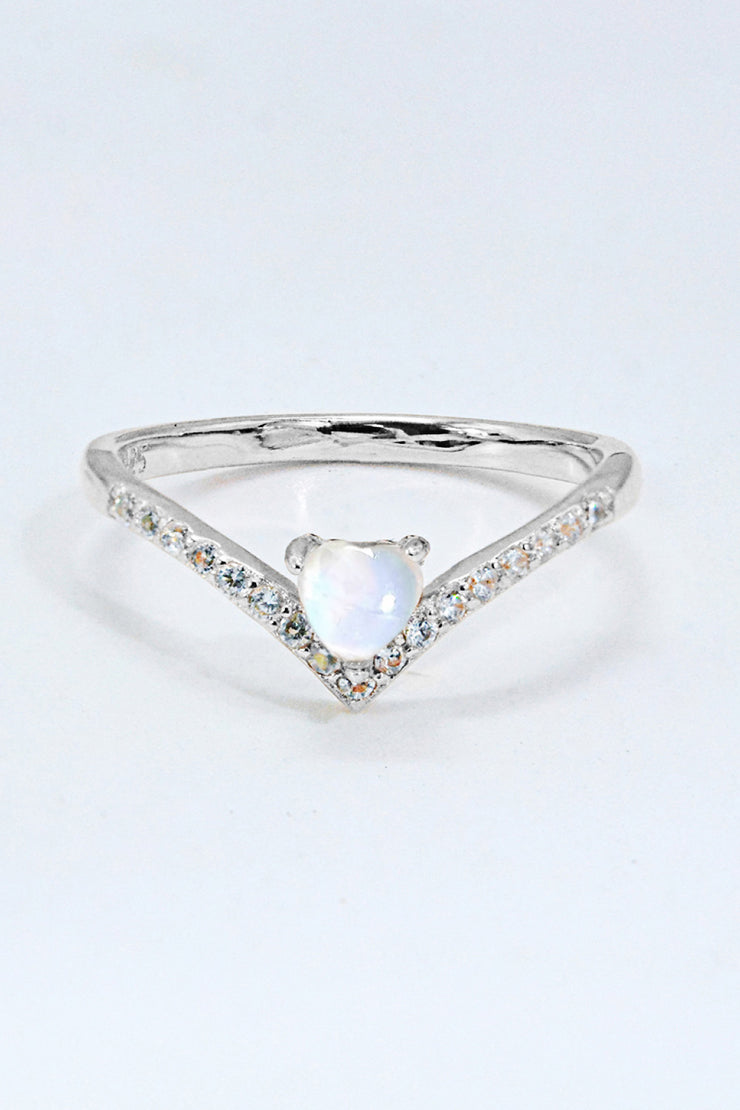 Moonstone Heart-Shaped Ring - Ruby's Fashion