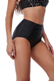 Gathered Detail High Waist Swim Bottoms - Ruby's Fashion