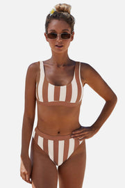 Striped Tank High Waist Bikini - Ruby's Fashion